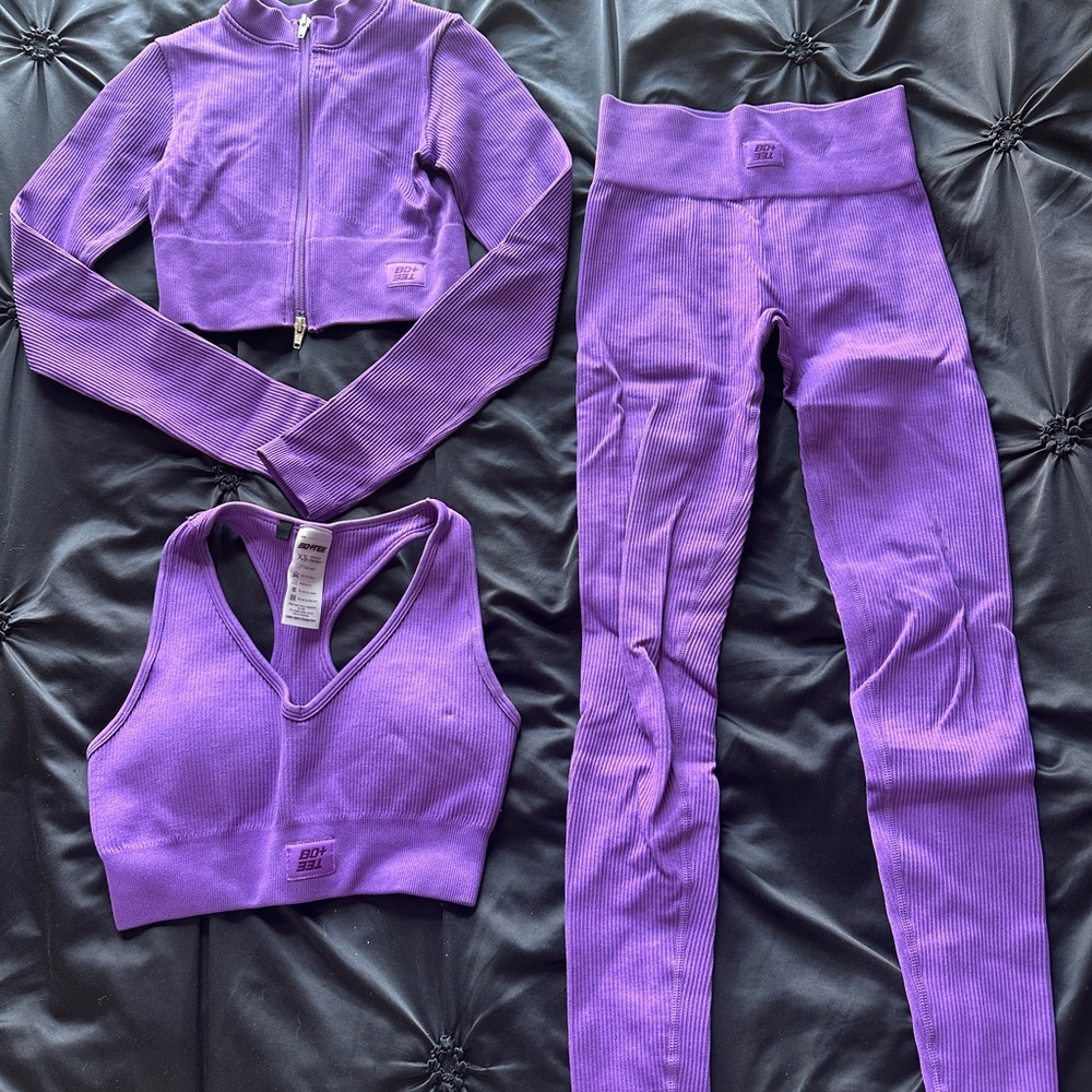 🖤Bo + Tee 3pc Purple Set! Tops XS Bottom S